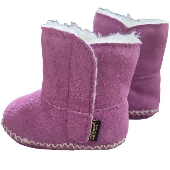 EC OLD FRIEND FOOTWEAR BABY GIRLS' SLIPPER BOOTS IN PURPLE "BABY SIZE" - Picture 2 of 5